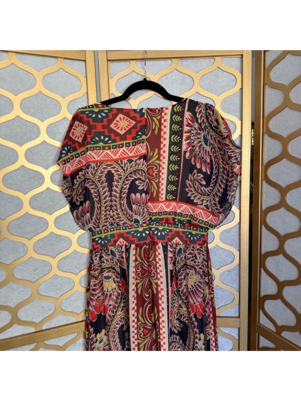 Harper Size M Multicolor Paisley & Floral Print Boho V-Neck Maxi Dress - Picture 14 of 16